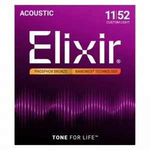 Elixir 16027 Phosphor Bronze NanoWeb 11-52 Custom Light