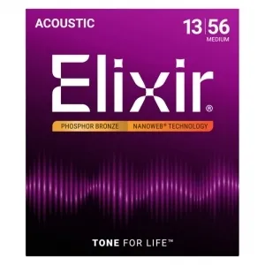 Elixir 16102 Phosphor Bronze NanoWeb 13-56 Medium