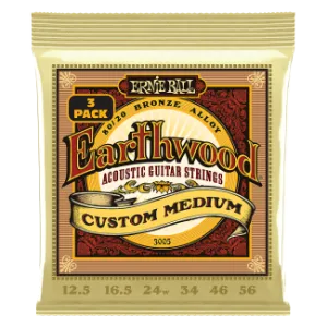 Ernie Ball Earthwood Custom Medium 12.5-56 3 Pack