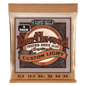 Ernie Ball EARTHWOOD PHOSPHOR BRONZE Custom LIGHT 11.5-54 3 Pack