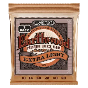 Ernie Ball EARTHWOOD PHOSPHOR BRONZE EXTRA LIGHT 10-50 3 Pack