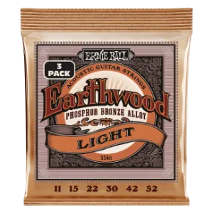 Ernie Ball EARTHWOOD PHOSPHOR BRONZE LIGHT 11-52 3 Pack