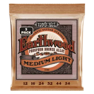 Ernie Ball EARTHWOOD PHOSPHOR BRONZE MEDIUM LIGHT 12-54 3 Pack