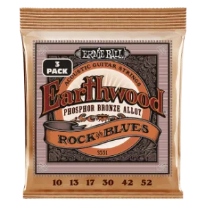 Ernie Ball EARTHWOOD PHOSPHOR BRONZE ROCK & BLUES 10-52 3 Pack