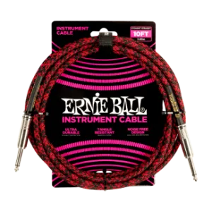 Ernie Ball ERNIE BALL SZÖVETKÁBEL FEKETE-Piros 3M